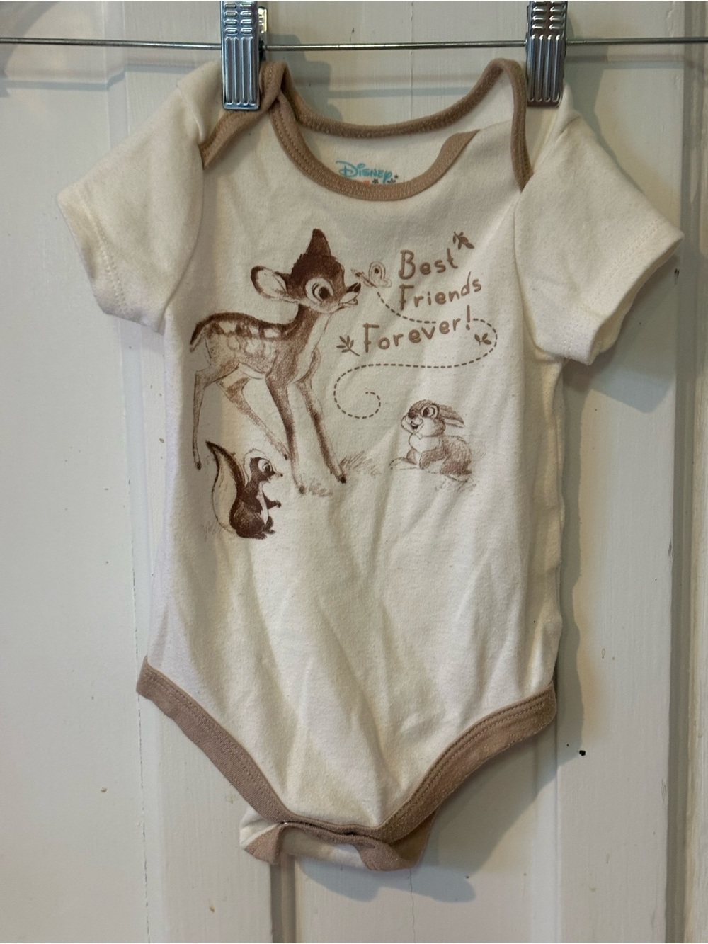 Disney Cream and Tan Bambi 'Best Friends Forever' Baby One-Piece